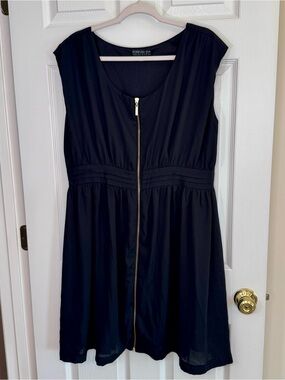 Black Sleeveless Skater Style Flowy A-Line Mini Dress with Zipper Detail Goth